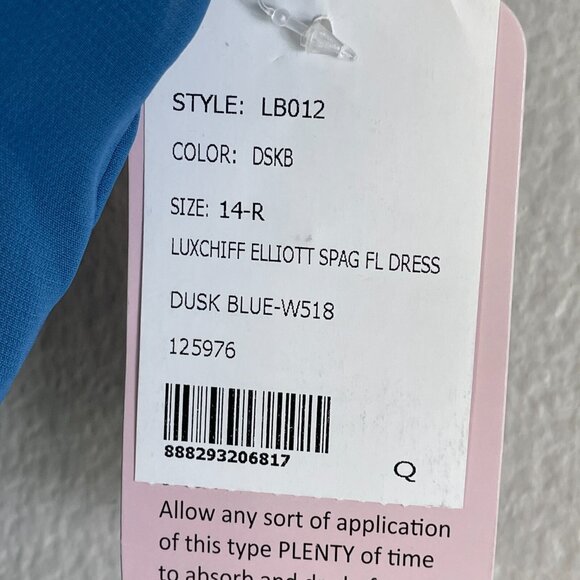 NEW $187 Lovely Womens 14 Square Neck Chiffon Maxi Dress Dusk Blue Gown - Picture 6 of 11